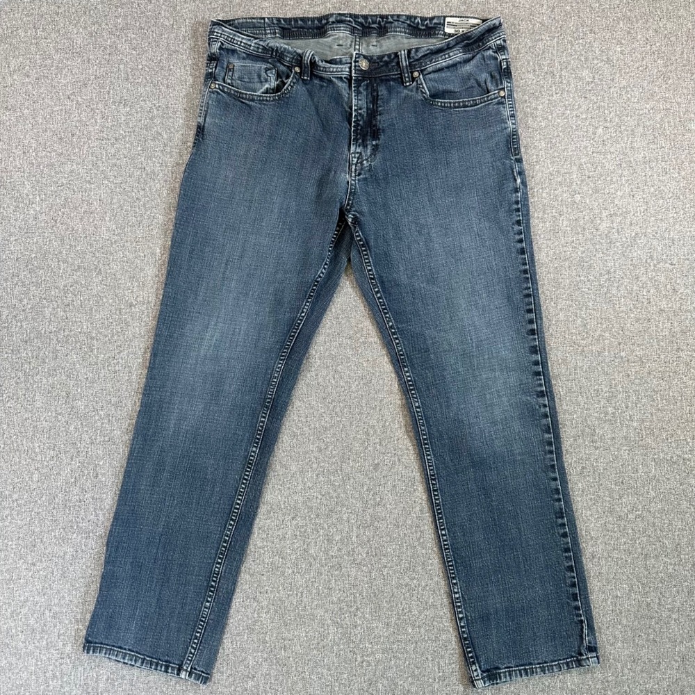 Buffalo David Bitton Jeans Mens 38x32 Jack Slim Straight Stretch Blue Denim